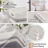 Panier à linge tissé de grande taille carré, vente chaude 2024, corde de coton, panier de rangement pour vêtements, panier de rangement pour jouets