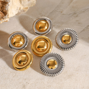 Stainless Steel Stud Earrings Round Geometric Design Fashion Jewelry For Women Cross Border Style JDE2409076 <b>PS</b> - Product Image 3