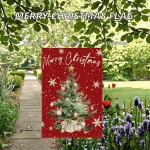 Bandera de Jardín de Poliéster con Impresión Digital a Doble Cara con Diseño de Copo de Nieve y Feliz Navidad, Tamaño Personalizado, para Exteriores, Invierno, Festividades - Product Image 2