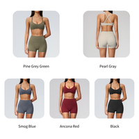 NCLAGEN Ensemble de tenue de Pilates à taille haute, doux et respirant, avec soutien-gorge antichoc à dos croisé et débardeur halter sans manches