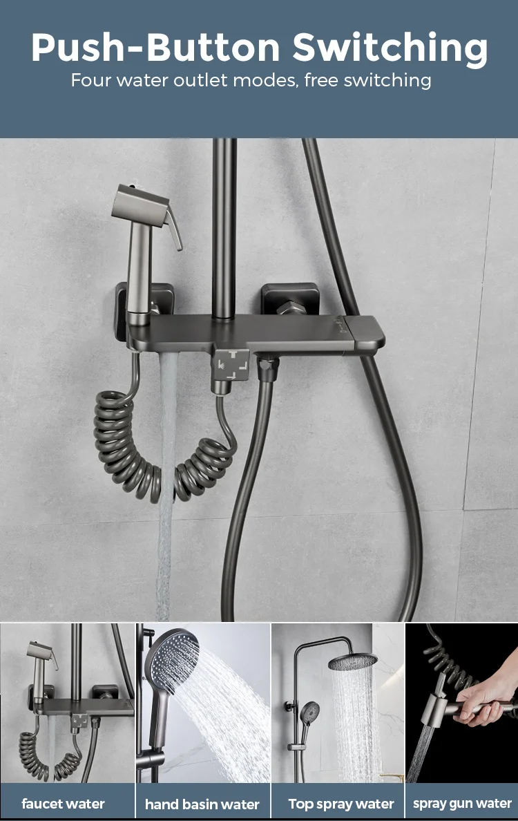shower set wall mounted brass tap Bathroom taps brass kits rain rainfall showerset mixer faucet set taps and shower for bathroom