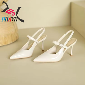 Sandales d'été bordeaux pour femme, style Baotou, sexy, à talon aiguille pointu, avec design ajouré à l'arrière, pour l'extérieur, rehaussant la silhouette - Product Image 1
