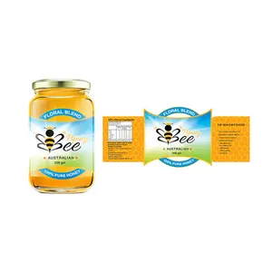 PMS Custom Label Bienen aufkleber Honig glas Etiketten Druck rolle Custom Aufkleber Spot Color Custom ized Food Container Snack Etiketten