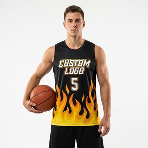 Ensemble de maillots de basket-ball réversibles avec logo personnalisé, en mesh respirant, extensible dans quatre directions, 100% polyester, double face, grandes tailles - Product Image 5