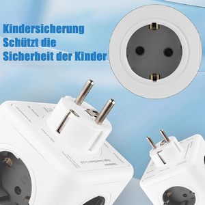 Portable USB Power Cube Socket <b>Strip</b> Cost-Effective 16A Current Wall Socket 5 EU Outlets Metal <b>Copper</b> Material 16A Plug - Product Image 6
