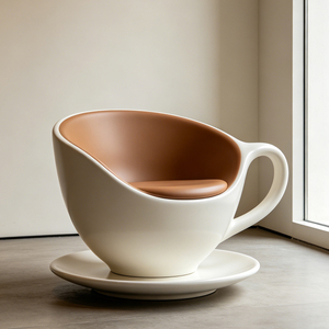เก้าอี้รูปทรงแก้วกาแฟสุดเก๋ เก้าอี้ดีไซน์สร้างสรรค์ เฟอร์นิเจอร์ศิลปะเชิงพาณิชย์สำหรับโรงแรม ร้านอาหาร และห้องนั่งเล่นที่บ้าน - Product Image 2