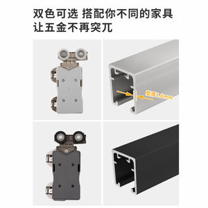 Herrajes Metálicos para Puertas Plegables de Armario, Riel Inferior para Puerta Plegable, Accesorios para Puertas Correderas Dobles, Rueda de Fácil Instalación - Product Image 4