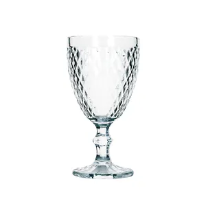 Crystal Glass Frosted Stemware Collection Crystal Burgundy Bordeaux Goblet Red or White Wine Glass