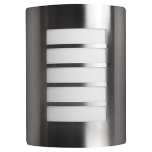 Lámpara exterior E-27, acero inoxidable, IP44, diseño ranurado, ideal para iluminar espacios exteriores y jardines. - Product Image 1