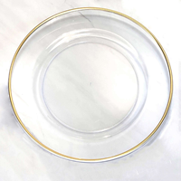 Assiettes de présentation modernes personnalisées de 13 pouces, transparentes, écologiques, avec bord doré, en plastique, élégantes pour dîner, mariage, fête, événements formels