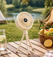 Mini ventilateur portable Octopus Tripod 360 °   Ventilateur de refroidissement USB-C rechargeable 3600 mAh à 5 vitesses rotatives pour poussette de bébé et camping en extérieur