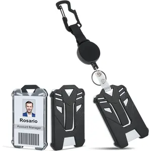 Taktischer ID-Kartenhalter einziehbare Schlüsselanhänger-Aufkleber-Halter Rolle ID-Aufkleber-Clip Rolle Schlüsselanhänger mit Stahldraht-Schnur