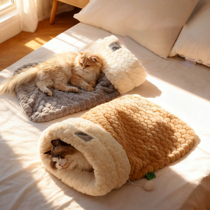 Upgraded sleeping bag cat <b>nest</b> drill hole <b>nest</b> closed cat <b>nest</b> security feeling autumn winter sleeping rabbit fleece cat <b>nest</b> do - Product Image 2