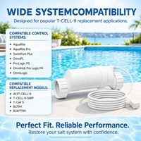 Cellule de chlorinateur au sel de remplacement T-Cell-9 T9 compatible avec Hayward W3T-CELL-9 BLT9H pour piscines enterrées jusqu'à 25 000 gallons