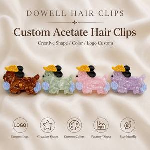 Pince <span class=keywords><strong>à</strong></span> cheveux en acétate DOWELL motif <span class=keywords><strong>Teckel</strong></span> mignon pour femmes et filles – Style européen-américain, haute qualité, personnalisable, tendance - Product Image 1