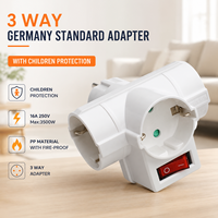 Adaptateur allemand standard 3 voies avec interrupteur, protection enfant, 16A 250V 3500W, répartiteur PC ignifuge, 3 prises pour maison, cuisine, chambre