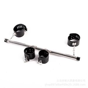 Bondage <b>strap</b> <b>buckle</b>, sexy leather <b>strap</b> lock, hand and foot restraint iron pipe, hand and foot binding, black SM alternative - Product Image 1