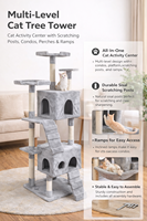 Arbre à chat robuste et écologique en peluche avec poteaux à gratter en sisal, multi-niveaux, en velours, emballage carton pour la maison