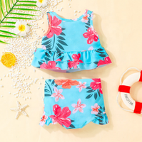 Maillot de bain d'été pour tout-petits, vente en gros, pour fille, mignon, style camisole, une pièce à volants, vêtements de natation tendance, avec bretelles à nœuds, pour bébé fille