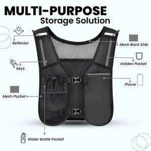 سترة جري خفيفة الوزن مخصصة للركض وركوب الدراجات مع حقيبة عاكسة للضوء وحافظة لزجاجتين ماء، مقاومة للماء وقابلة للتنفس - Product Image 5