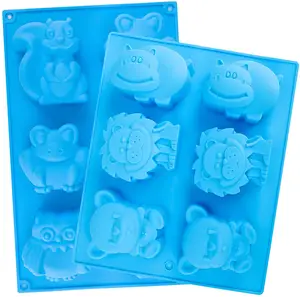 Lions Bears hippo Animal Soap Molds,Large Jello 3D Silicone Mat Chocolate Cake Fondant Candy mould