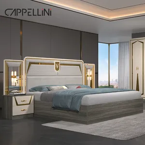Meuble de chambre một coucher complet 2023 thiết kế hiện đại bằng gỗ vua kích thước giường đôi sang trọng đầy đủ phòng ngủ bộ đồ nội thất