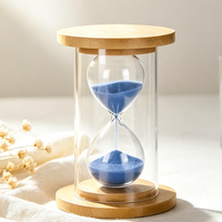 Minuteur à sable en bambou personnalisé 5, 10, 15, 30 minutes, avec couvercle et base en bambou, design créatif et rétro