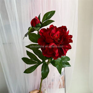 C-084 Fleurs de pivoine artificielles en soie blanches luxueuses à tige unique, grandes, à 2 têtes, pour décorations de mariage, fête des mères - Product Image 6