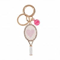 Toptan Renkli Yapay Elmas Tenis Raketi Anahtarlık Süsleri Elmas Tatlı Spor Çantası Bagaj Kolyesi Spor Tarzı Çanta Süsleri