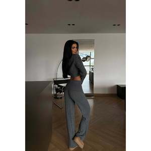 Anthracite Button Detail Knit <b>Tracksuit</b> Set - Product Image 1