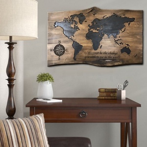 Decorazione Murale in Legno con Mappa del Mondo Incisa al Laser, Artigianato in Legno Fatto a Mano, Insegna Personalizzata - Product Image 3