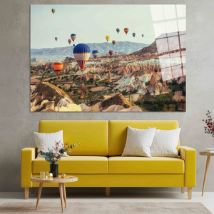 Cappadocia Air <b>Balloon</b> Canvas Print: Vibrant Landscape Artwork,TEMPERED GLASS ART - Product Image 3