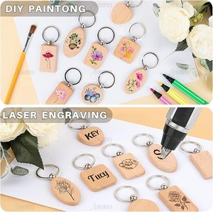 Blank Wooden Chain Wood Keychain <b>Key</b> Ring <b>Tags</b> Personalized EDC or Best Gift Craft DIY Gift Crafts Laser Engraving Wood <b>Key</b> - Product Image 4