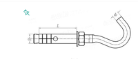 Vis d'ancrage à manchon en acier au carbone galvanisé norme DIN avec écrou et rondelle en plastique, diamètre M12, haute qualité, pour construction industrielle