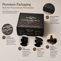 Boîte cadeau ondulée noire pour emballage de produits d'entretien du cuir (bottes, vestes, meubles, sièges de voiture), kit personnalisé avec logo, boîte d'expédition OEM