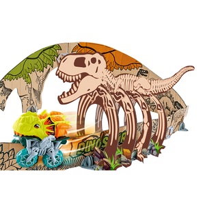 مجموعة ألعاب STEM قابلة للتركيب للأطفال، لعبة سيارات الديناصورات الكرتونية مع سيارات سباق كهربائية ومسارات رسمية MH710475 - Product Image 2