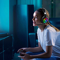 Casque de Jeu ONIKUMA K10 Écouteurs Esports Lumière RGB Casque Audio avec Micro Son Stéréo Basses Profondes pour PS5 PS4 PC