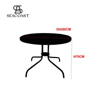 MESA REDONDA <span class=keywords><strong>NEGRA</strong></span> CON VIDRIO 90CM MESA REDONDA PRETA CON VIDRIO 90CM - Product Image 2