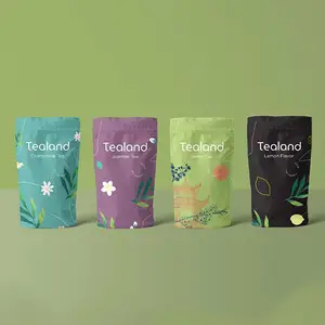 मसालों और चाय के लिए कस्टम मुद्रित पर्यावरण अनुकूल खाद्य ग्रेड फ़ॉइल ज़िपलॉक डॉयपैक स्टैंड अप पैकेजिंग पाउच बैग