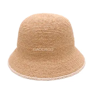 C topi kepang jerami rafia kualitas tinggi untuk wanita