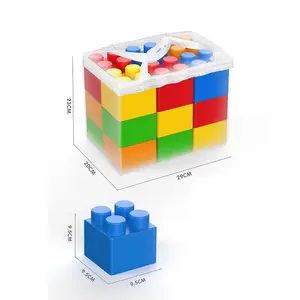 ของเล่นบล็อกก่อสร้างบล็อกของเล่นสำหรับเด็กบล็อกตัวต่อพลาสติก18ชิ้นแบบ DIY ขนาดใหญ่สีสันสดใส