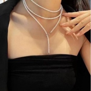 สร้อยคอผู้ชายสไตล์ฮิปฮอประดับไฮเอนด์ ดีไซน์เก๋ ทันสมัย ใช้ได้หลากหลาย สร้อยคอประดับมุกแบบซ้อน ดีไซน์เฉพาะตัว สำหรับแฟชั่นสตรีท - Product Image 1