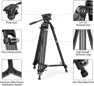 <span class=keywords><strong>SmallRig</strong></span> AD-01 Video Tripod, 73 "Heavy Duty Tripod con cabeza fluida de 360 grados y placa de liberación rápida para DSLR, videocámara - Product Image 2
