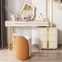 Meubles de chambre à coucher de luxe personnalisés de haute qualité, ensemble de table de toilette avec miroir de maquillage LED intelligent et tiroirs
