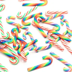 3D di Arte Del Chiodo di 24MM Piccolo Natale Arcobaleno Candy Canes Bastone di Natale Argilla Punta Canna di Caramella Di Natale Stocking Fillers