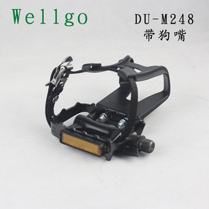 Pédales Wellgo M248 noires en alliage d'aluminium avec roulements à billes, pour vélo de route à pignon fixe, antidérapantes avec sangles de maintien pour les pieds - Product Image 3