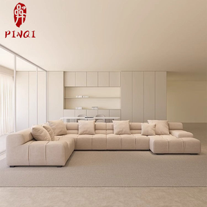 Ensemble de canapé modulaire moderne et polyvalent avec coussins en peluche en tissu semblable à du lin pour les salons de la maison Salon Canapé de chambre d'appartement - Product Image 5