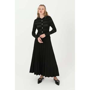 Puane Women's Black Knitted Skirt and Top Two-Piece Set, Soft Fabric, Comfortable & Stylish for Office & Daily, Model 14263TKS - Product Image 3