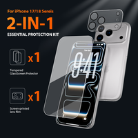 Protection d'écran et d'objectif d'appareil photo 2-en-1 en verre trempé 9H transparent anti-rayures pour iPhone 17 18 Pro Max Air