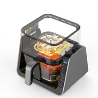 Friteuse à air électrique multifonctionnelle 4L en plastique et verre, protection environnementale, rotation à 180°, commande tactile, compatible application, pour maison et camping-car